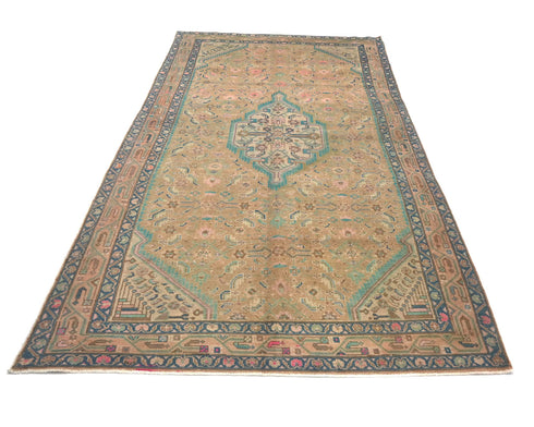 5x10 Vintage Brown Persian Style Hand Knotted Low Pile Wool Area Rug